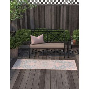 سجادة منطقة المجموعة الخارجية الفريدة من نوعها Loom Jill Zarin Jill Zarin - دبي (2' x 6' 1 بوصة، وردي وأكوا/أزرق فاتح) in Kuwait