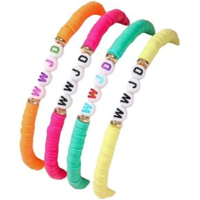 Fuqimanman2020 WWJD Surfer Heishi Bead Bracelets Set Colorful WWJD Beaded Stackable Stretch Bracelet for Women Girls What Would Jesus Do Religious Jewelry Gift