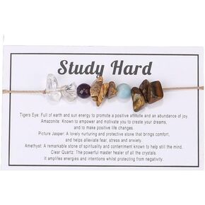 Healing Crystal Bracelet for Women Men Amethyst 7 Chakra Bracelets Adjustable Natural Stone Anxiety Relief Reiki Braide String Bracelet for Couples Friendship Jewelry Gift with Meaning Card