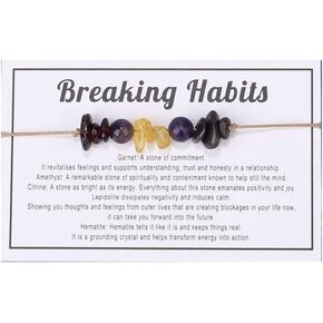 Healing Crystal Bracelet for Women Men Amethyst 7 Chakra Bracelets Adjustable Natural Stone Anxiety Relief Reiki Braide String Bracelet for Couples Friendship Jewelry Gift with Meaning Card