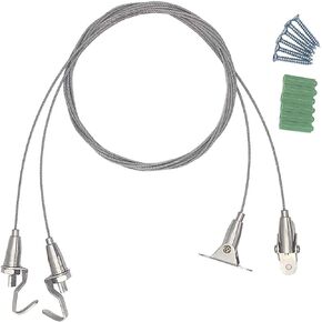 Chris.W 2Pack Art Gallery Ceiling Mount Picture Hanging System Kit with Adjustable Hooks and 2M Stainless Steel Wire for Heavy Duty Frame Picture Photo Mirror Hanging