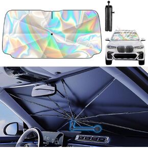 Foldable Car Windshield Sun Shade Umbrella,360° Rotating Sunshade for Car Windshield Front Window Reflective Heat Automotive Interior Sun Protection for Cars Spring Structure Umbrella Edge Protect