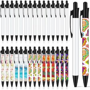 Yexiya Sublimation Pens Blank Heat Transfer Pen Sublimation Ballpoint Pen with Shrink Wrap White Aluminum Customized Clip Pen School Supplies for Christmas Office School Stationery Supplies (10 Sets)