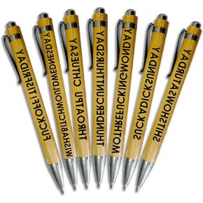 7 PCS Bamboo Pens SUltimate Set of Engraved Pens for Sarcastic Souls Funny Pens for Adults Engraved Pens Sustainable Pens for Writing Office Products