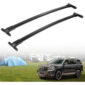 قضبان متقاطعة لرف السقف من AUXMART تناسب Ford Expedition 2018-2022 وLincoln Navigator 2018-2021 مع نقطة ثابتة للسكك الحديدية الجانبية، حامل قضبان متقاطعة للسقف من الألومنيوم شديد التحمل بوزن 165 رطل لدراجة كانو كاياك in Kuwait