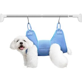 Dog Grooming Hammock with Tension Rods, Pet Grooming Hammock with Pet Nail Clipper & Nail Trimmers, Cat Hanger Sling for Trimming Clipping Nails, Pet Grooming Sling Helper for Dogs & Cats (S) in Kuwait