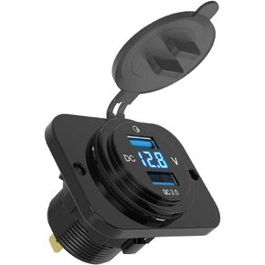 MICTUNING مقبس شاحن USB مزدوج 2.1A & 2.1A مخرج طاقة مع الفولتميتر الرقمي ضوء LED أزرق 12-24 فولت لسيارة قارب البحرية المتنقلة in Kuwait