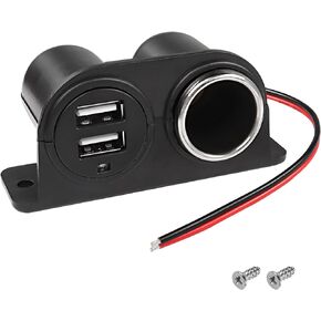MEIRIYFA Dual USB Cigarette Lighter Socket Power Outlet Car Charger, 3.1A Dual USB + Cigarette Lighter 12/24V Power Adapter Replacement for Vehicle Truck SUV Motorcycle Boat