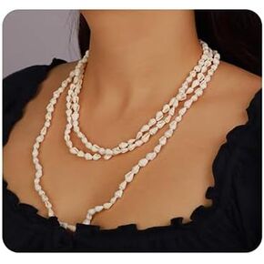 Xerling Summer Seashell Cowrie Long Layered Necklaces for Women Hawaii Shell Choker Necklaces Boho Conch Beaded Necklaces for Girls