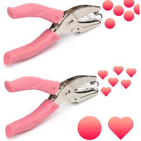 قطعتان من خرامة الورق المحمولة، خرامة ثقب القلب الصغير + ثقب النجمة 1/4 بوصة ثقب واحد معدني، مع مقبض ناعم لتذكرة الملابس (قلب + دائري) in Kuwait