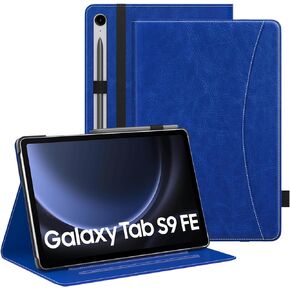 MoKo Case for Samsung Galaxy Tab S9 FE 5G 10.9-Inch 2023, Multi-Angle Stand Case Cover for Galaxy Tab S9 FE (SM-X510/SM-X516/SM-X518) with S Pen Holder, Auto Wake/Sleep, Front Pocket,Purple Marble