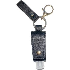 Keychain Travle Size Empty squeeze Bottle Holder for 1oz of Shampoo, Lotion, Soap or Hand Sanitizer in vegan leather.