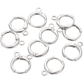 PH PandaHall 30 Pairs Huggie Hoop Earring Findings Platinum Plated Leverback Earring Hooks with Loop French Hook Ear Wire Huggie Earrings with Loop for DIY Earrings Keychain Craft Jewelry Making