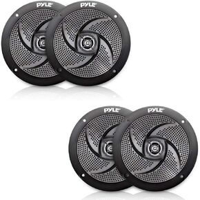 Pyle PLMRS5B 5.25 Inch 180 Watt Waterproof Weather Resistant Outdoor Rated Low Profile Slim Style Marine Speakers, Black (4 Speakers)
