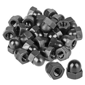 Pack of 30) Acorn Hex Cap Nuts M8 Dome Cap Head Nuts Nylon Hexagon Decorative Crown Cap Locknuts Fasteners for Screws Bolts Black