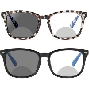 mincl Transition Sunglasses Photochromic Business Bifocal Reading Glasses Men Women 2pairs Fashion Far and Near Presbyopia