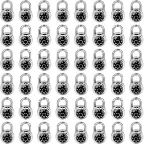 Standard Dial Combination Lock,Black Turnplate 2 in. Wide; Fixed Three Digital Combination; Pack of 48; Lock for School，Gym & Sports Locker, Toolbox, Gate, Case