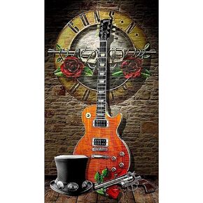 KKMMZZ Full Round Drills Rock Singer Guns Rose Diamond Painting Kit DIY Cross Stitch Rhinestone Mosaic Home Decoration Gift-11.8x15.8inch