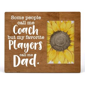 Coach Wood Picture Frame Gift for Dad, Some People Call Me Coach Rustic Wooden Photo Frame Father's Day Birthday Gift, Tabletop and Wall Mounting, Display Photo 4x6 Inch