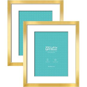 LaVie Home 12x18 Picture Frames (2 Pack, Gold), Simple Designed Frame for Pictures 11x17 with Mat, Horizontal and Vertical Formats for Wall Mounting, Ideal for Home Decor and Office Decor