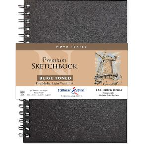 Stillman & Birn Nova Series Beige Wirebound Sketchbook, 7" x 10", 150 GSM (Heavyweight), Beige Paper, Medium Grain Surface