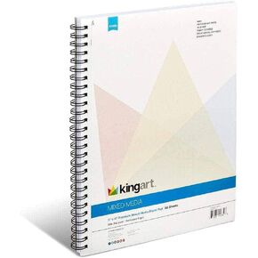 KINGART Mixed Media Sketchbooks, 11 x 14 Inches, 60-Sheet, 98lb/160gsm Acid-Free Paper, Micro-Perforated, Spiral-Bound, Wet and Dry Media