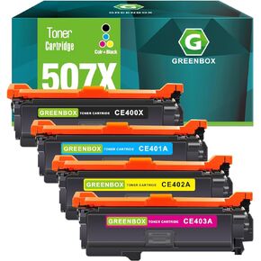 GREENBOX Compatible Toner Cartridge Replacement for HP 507X 507A CE400X CE401A CE402A CE403A for HP Enterprise M551 M551n M551dn M575c M575dn M551xh M570dw Printer (1 Black 1 Cyan 1 Magenta 1 Yellow)