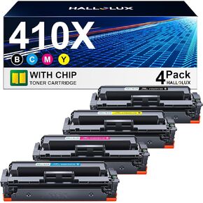 HALLOLUX 410X Toner Cartridges 4 Pack (with Chip) Replacement for HP 410X 410A Compatible with HP MFP M477fdw M477fdn M477fnw M452dn M452dw M452nw M377dw Printer Toner (4 Pack)