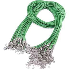 Decoendiy 50pcs Colorful Waxed Necklace Cord Rope, 1.5mm 20'' Adjustable Necklace String Chain with Lobster Claw Clasp for Pendants DIY Jewelry Making, Braided Waist Chain Body Chain (Army Green)