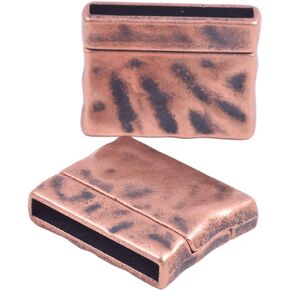 KONMAY 5 Sets 25.0x3.0mm Matte Golden Hammered Magnetic Jewelry Clasps for Bracelets