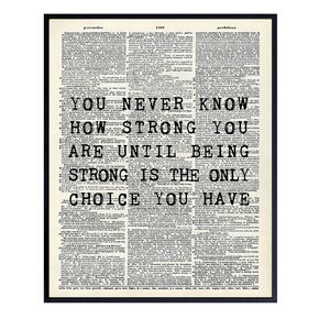Strength, Perseverance, Uplifting 8x10 Motivational Poster - Upcycled Dictionary Decor, Art Poster, Home Decoration - Unframed Picture, Photo Print