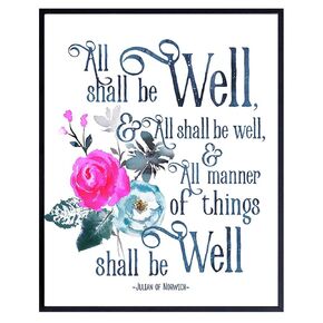 Julian of Norwich - All Shall Be Well - Spiritual Religious Wall Art - Inspirationall Christian Wall Decor - Bible Verse Encouragement Gifts - Catholic Wall Decor - Holy Scriptures Wall Decor - Faith