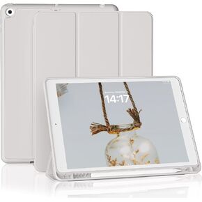 iPad 7th/ 8th/ 9th Generation Case,2021/2020/2019 iPad 10.2 Inch Cover with Pencil Holder,Support Auto Sleep/Wake,TPU Shockproof Frame Protective Smart Tablet Case for iPad 10.2 inch (Gray)