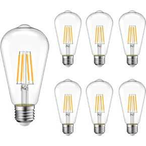 6 Packs ST58 LED Edison Bulbs, 4 Watt Vintage Light Bulbs Equivalent to 40 Watts, 2700K Warm White Antique Decorative Light Bulbs, 90+ CRI, 480 Lumens E26 Base LED Bulbs, Clear Glass, Dimmable