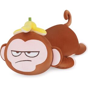 Banana Monkey Plush Pillow,Monkey Stuffed Animal Plush Toy,Cute Plushie Banana Monkey Kawaii Pillow,Lovely Monkey Hugging Pillow Gifts for Kids Adults(20"Brown)