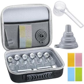 Travel Powder Container Set Include Powder Container, Protein Powder Funnel, Spoon and Stickers, Portable Protein Powder Supplement Container Protein Powder Dispenser with Case for Workout