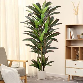 Dracaena Artificial Plant 4ft Red Yucca Silk Tree Faux Plants Indoor Tall Fake House Floor Plants Realistic Artificial Trees for Home Office Decor Indoor Outdoor Housewarming Gift in Kuwait