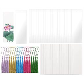 Book Page Mark and Sleeves Penta Angel 20 Set Clear Plastic Vinyl Photo Booth Strip Cover Holder with Blank Paper Book Marker and Tassles for Wedding Gift Party Favor Craft (20)