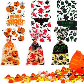 150 قطعة من أكياس حلوى السيلوفان للهالوين، أكياس حلوى الهالوين، خفافيش اليقطين، جمجمة شبح شفافة، حقيبة هدايا تشيلو مع 210 ربطات ملفوفة، حقائب للوجبات الخفيفة لمستلزمات حفلات الأطفال ومفضلات خدعة أو حلوى in Kuwait