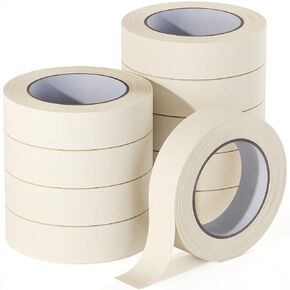 Masking Tape 3/4 Inch × 55 Yards per Roll, 12 Pack General Purpose Masking Tape Bulk for Painting, Arts, Crafts, Label, Light Duty Packaging, Total 660 Yards/1980 Feet, Beige White