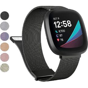Metal Band for Fitbit Sense Bands/Fitbit Versa 3 Bands Women Men, Stainless Steel Mesh Magnetic Replacement Bracelet Strap for Fitbit Sense/Versa 3 Smart Watch