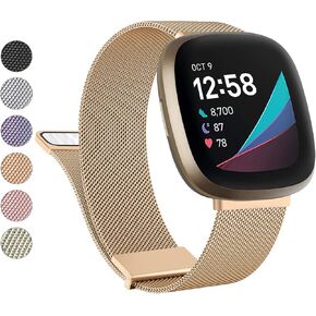 Metal Band for Fitbit Sense Bands/Fitbit Versa 3 Bands Women Men, Stainless Steel Mesh Magnetic Replacement Bracelet Strap for Fitbit Sense/Versa 3 Smart Watch