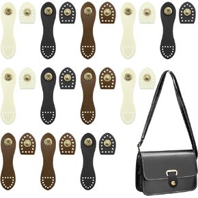 12 Pack Leather Snap Buckles Bag Straps Button String Sewing On Leather Purse Closure Snap Buttons DIY Craft Tools for Purse Wallet Bags Notebook (3 Colors)