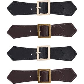 FINGERINSPIRE 4 Sets Leather Sew-On Toggles Closures Black & Brown PU Leather Snap Toggle Sew On Duffle Jacket Buckle Metal Leather Clasp Fasteners Replacement Snap Toggle for Coat Jacket DIY Craft