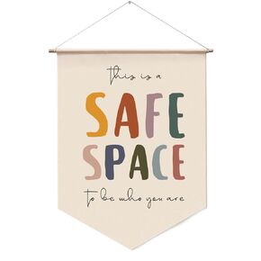 Safe Space Wall Hanging Banner Kids Reading Corner Wall Art School Counselor Canvas Banner Social Work School Counselor Therapy Art - 11.8 x 16.5 inches