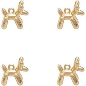 SYBKED Dog Charm Exquisite Dog 4Pcs DIY Pendant Golden Charm Decoration Handmade Necklace Bracelet Earring Key Copper Accessories