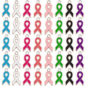 Framendino, Breast Cancer Awareness Charms Ribbon Pendants Hope Charm for Jewelry Making DIY Crafts Bracelet Necklace Accessories Women