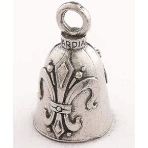Guardian Bell Fleur De Lis Good Luck Bell w/Keyring & Black Velvet Gift Bag | Motorcycle Bell | Lead-Free Pewter | Good Luck Gift