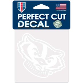Wincraft NCAA Wisconsin Badgers 4x4 Perfect Cut White Decal, One Size, Team Color