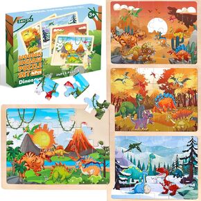 Puzzles for Kids Ages 4-6 - Wooden Puzzles for Kids Ages 3-5 City Life Jigsaw Puzzles Preschool Learning Educational Toys Puzzle Gifts for 3 4 5 6 Year Old Boys Toddlers, Kids Puzzles 4 Packs 24 Piece
